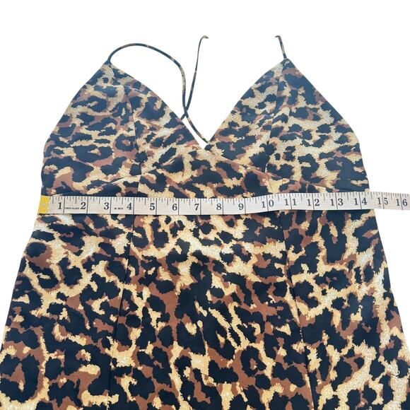 Endless Summer Harper Slip Dress Midi Leopard Open Back Slit Semi-Sheer Small S - Picture 14 of 15